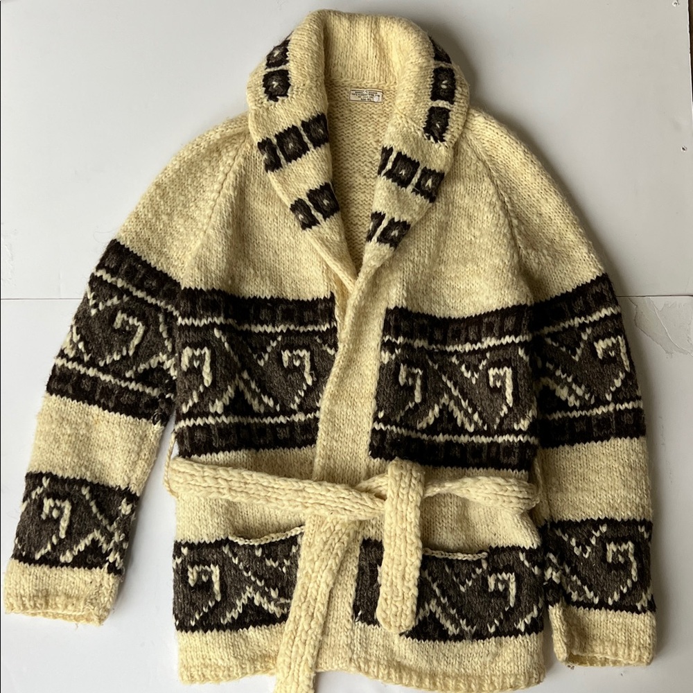 Unisex Ecuadorean Handknit Wool Belted Cardigan